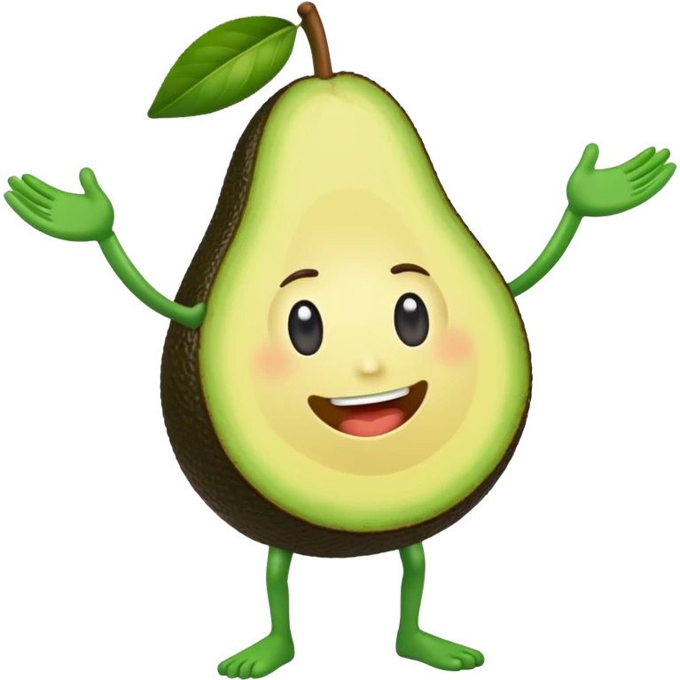 Casa de infonavit con un aguacate con piehrnas y brazos emoji