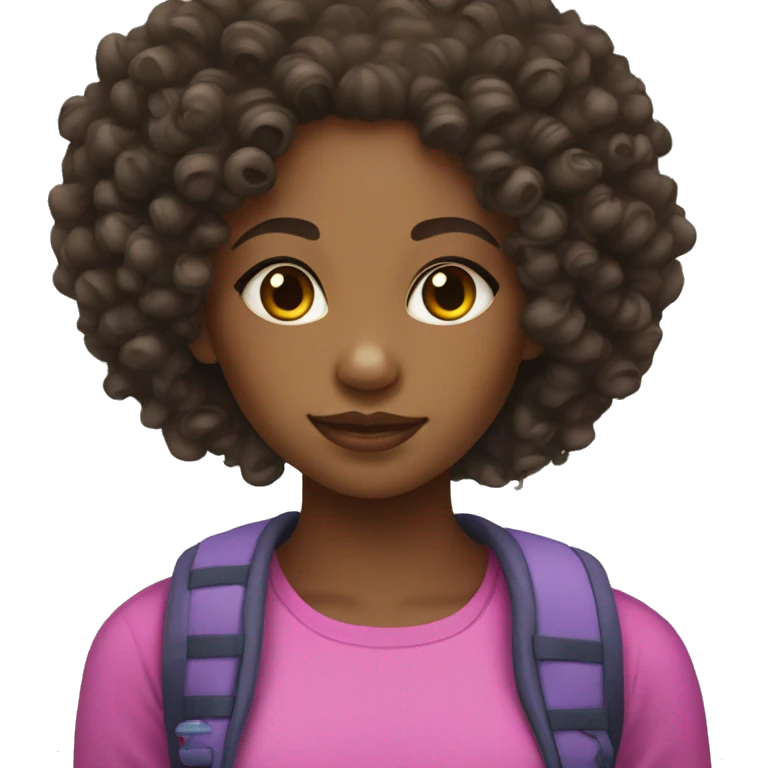 Black light skinned girl with curly natural hair emoji