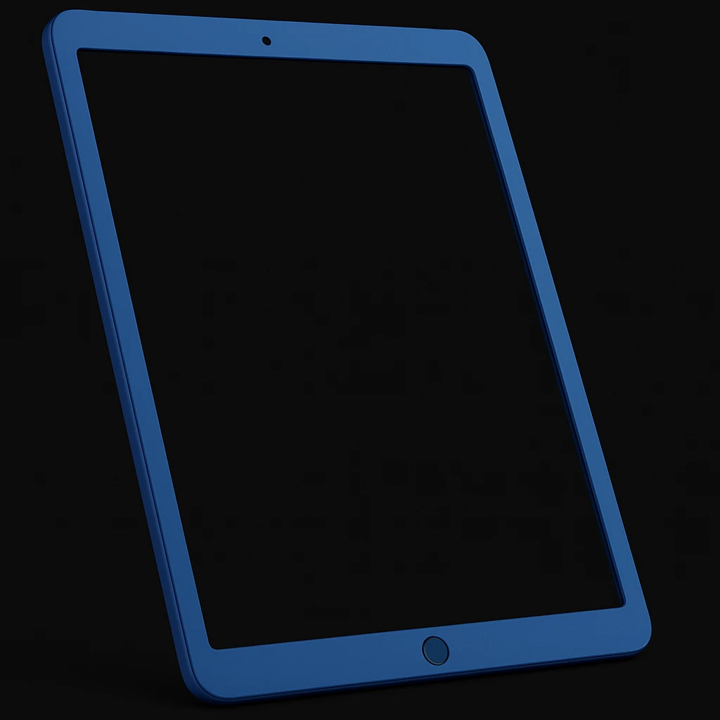 Change the iPad color to blue, keep the style and background as is. The style of the original image should be preserved. emoji