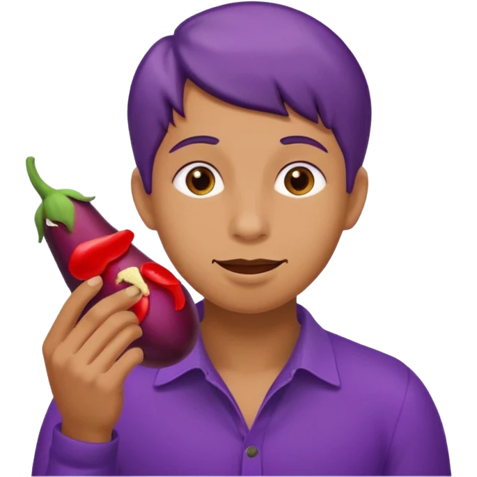 Person eating eggplant emoji