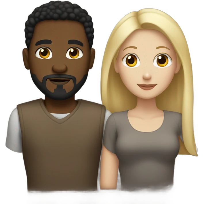 black man with goatee and white woman blonde hair brown eyes emoji