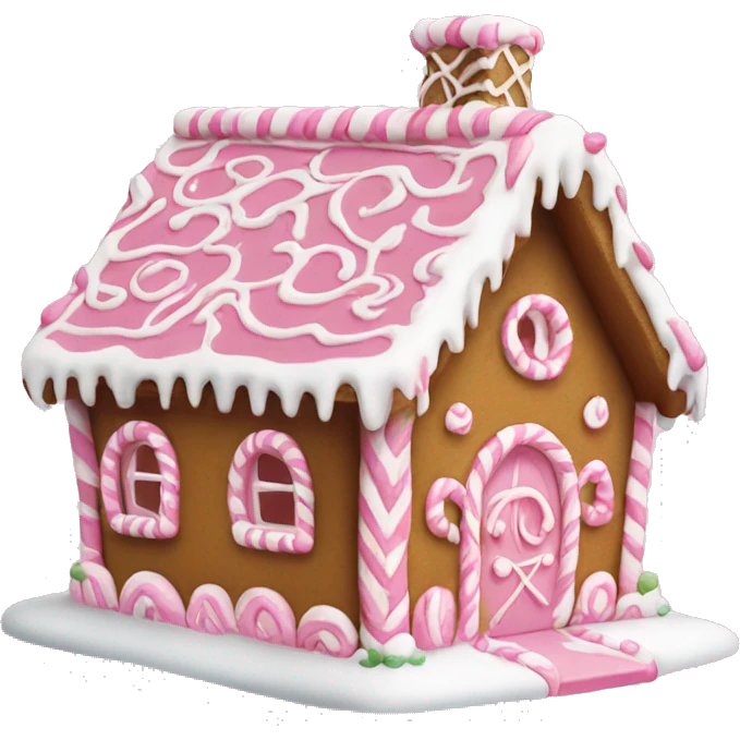 Pink and white gingerbread house cute emoji