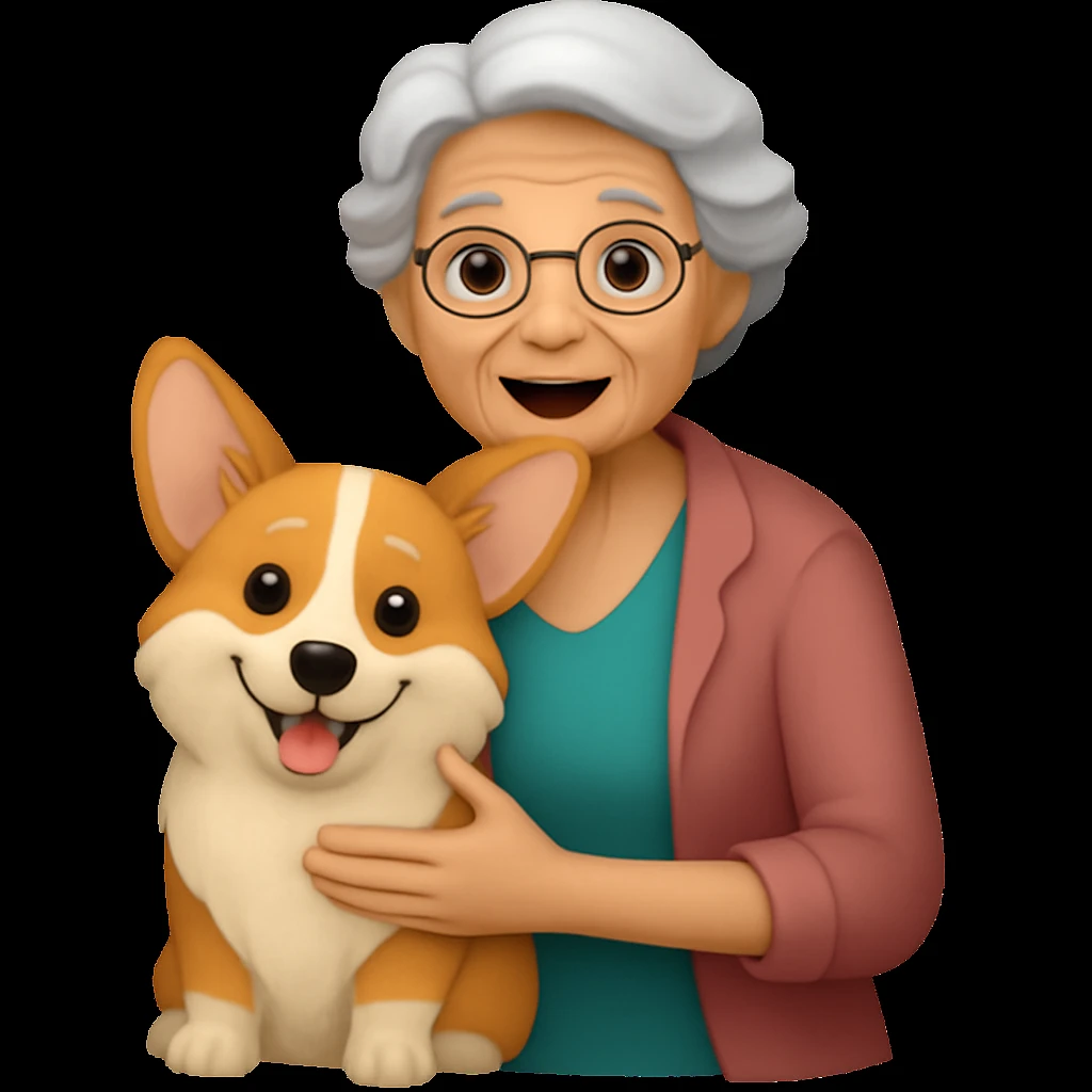 Change the dog to a Corgi breed in the same emoji style, keeping the rest of the image unchanged. The style is emoji style, so maintain the emoji look and feel while making the dog a Corgi. emoji