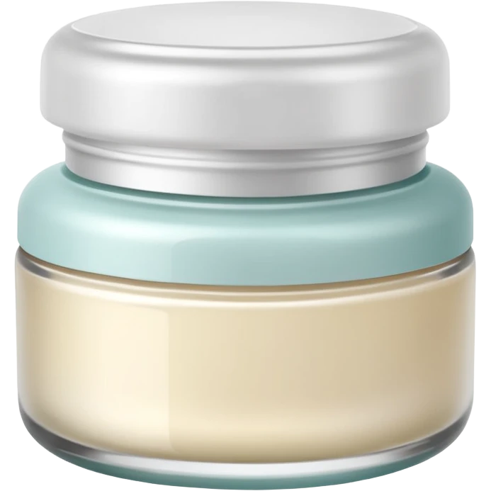small elegant jar with rounded base and smooth screw-on lid, soft pastel or white tones, slightly translucent or frosted, skincare use, no label, no fingers, no extras, soft lighting, subtle shadows, emoji scale emoji