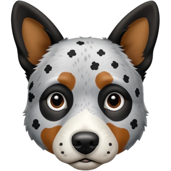 cattle dog, black and white dots all over the face and black ears emoji