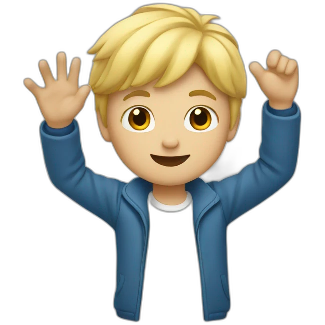 boy with blond hair waving hand emoji
