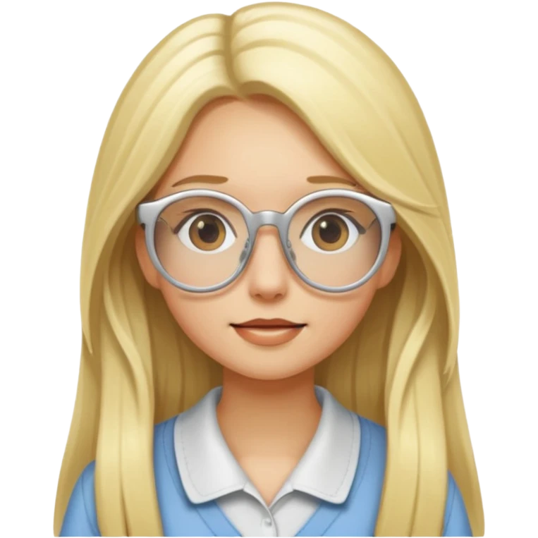 blonde girl with long hair and white glasses emoji
