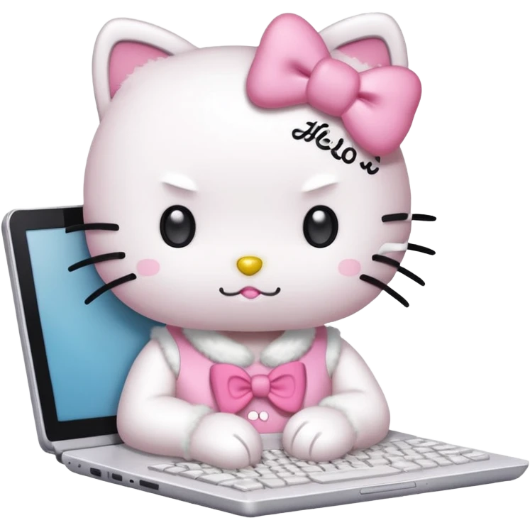 Hello kitty typing on a computer emoji