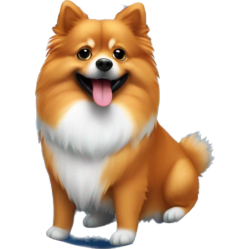 Orange Germany spitz with blue ball emoji