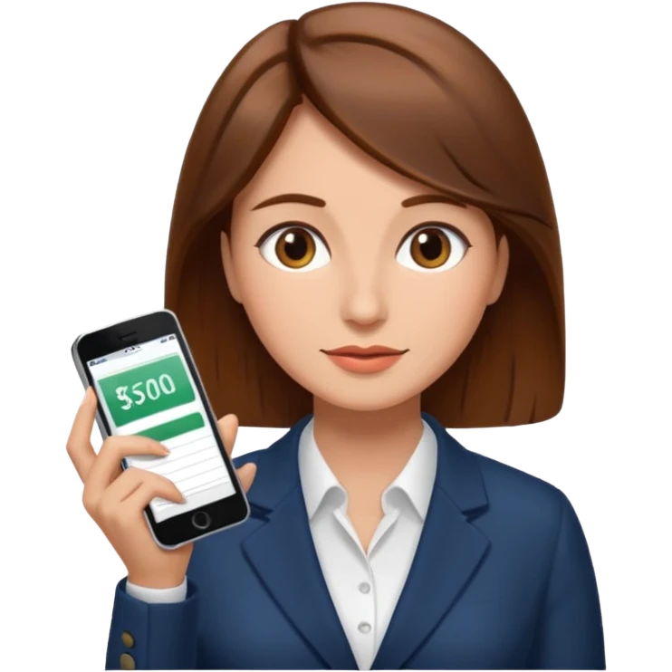 economist woman, brown hair, finance emoji