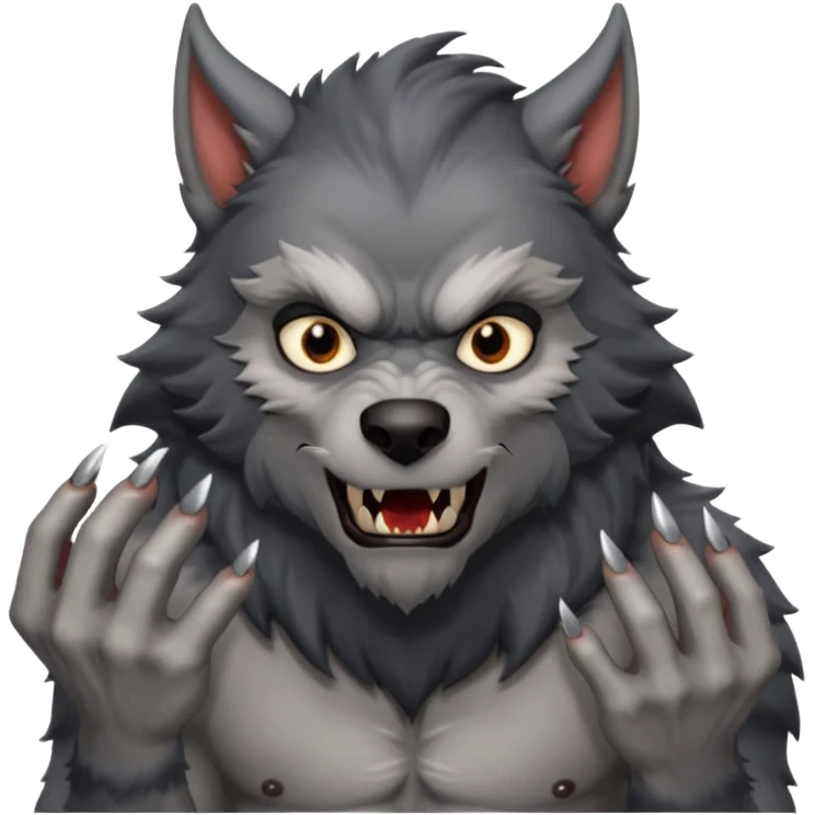 Create an emoji of Werewolf half bodied till waist sharp nails emoji