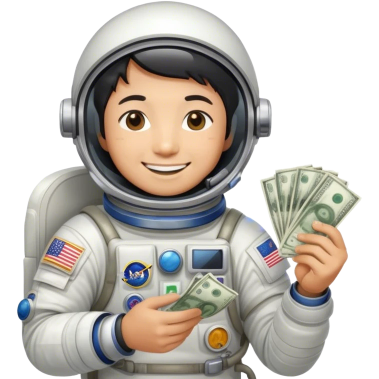 Asian astronaut counting money  emoji
