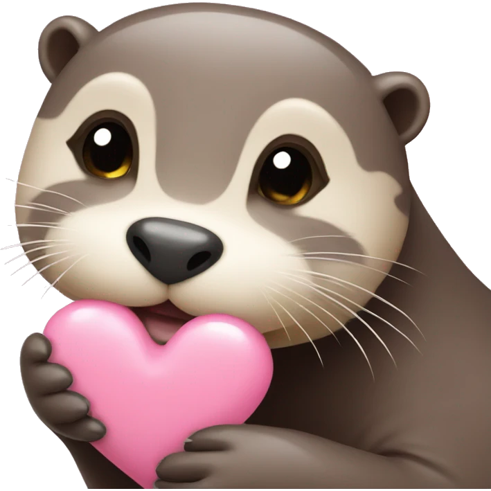 Otter with baby pink heart emoji