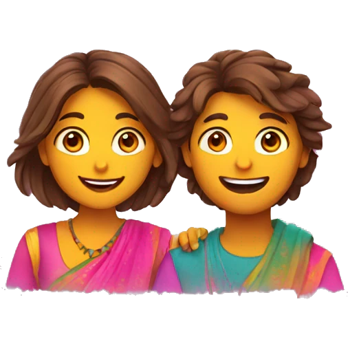 Couple playing holi together  emoji