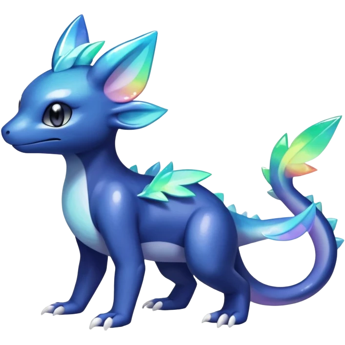 Rainbow crystal mix Shiny pastel Salandit-Meowstic-Noibat-Fakémon-hybrid-creature (full body)  emoji
