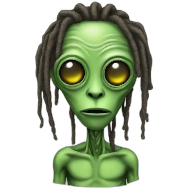 Alien with dreads smoking emoji