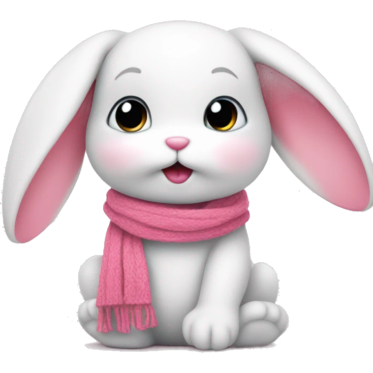 cute bunny with a pinky sweet iced scarf with  emoji