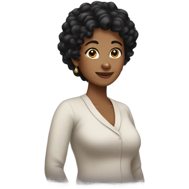 Mom with black curly hair  emoji