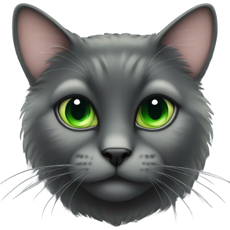 Black furry cat green eyes emoji