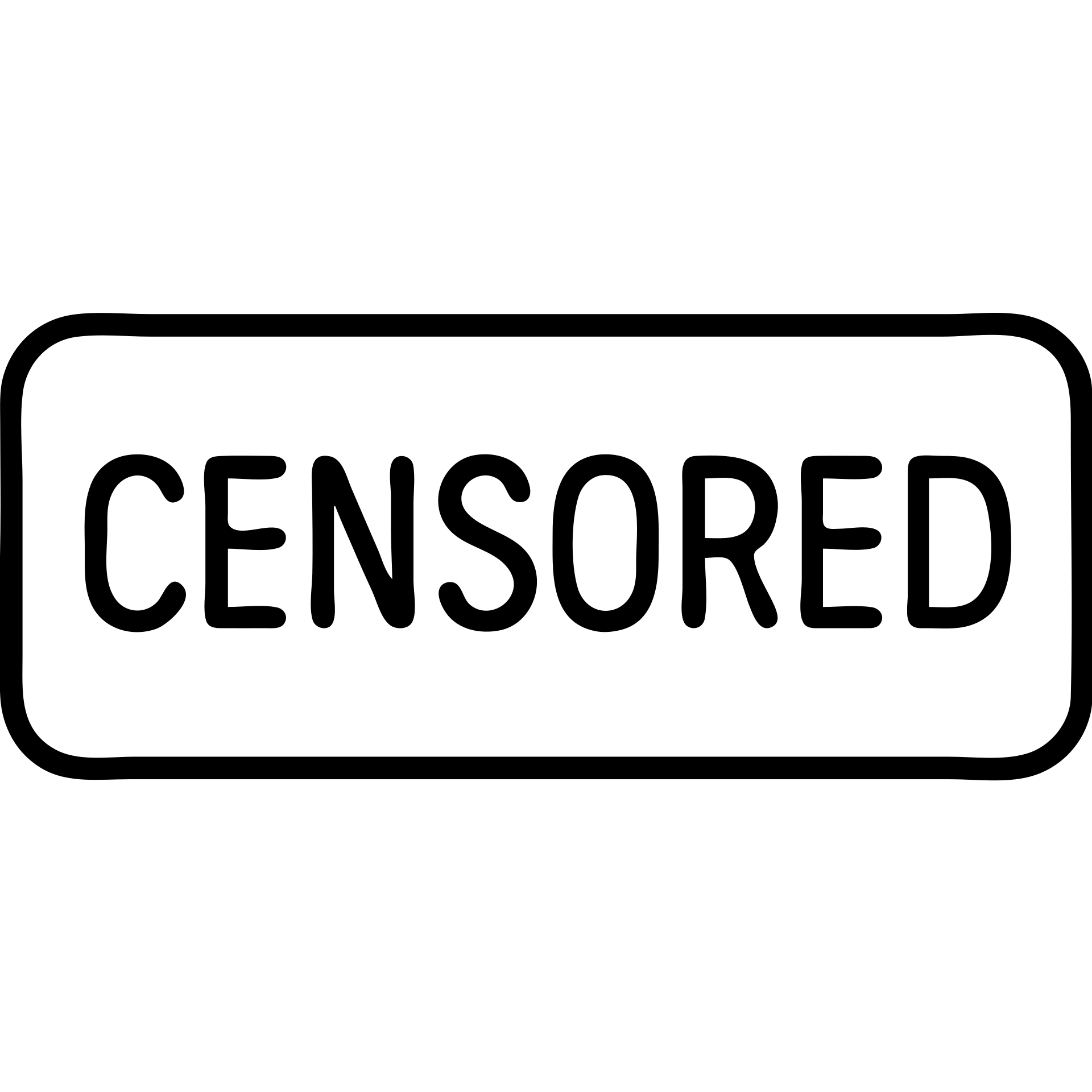 CENSORED text in thin outlined rectangle emoji