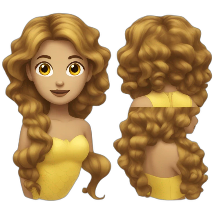 yellow tone mermaid with brown hair emoji