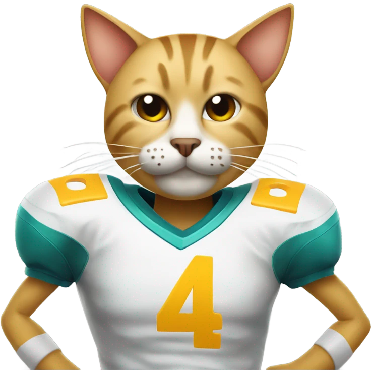 Cat wearing cheese head with a football  emoji