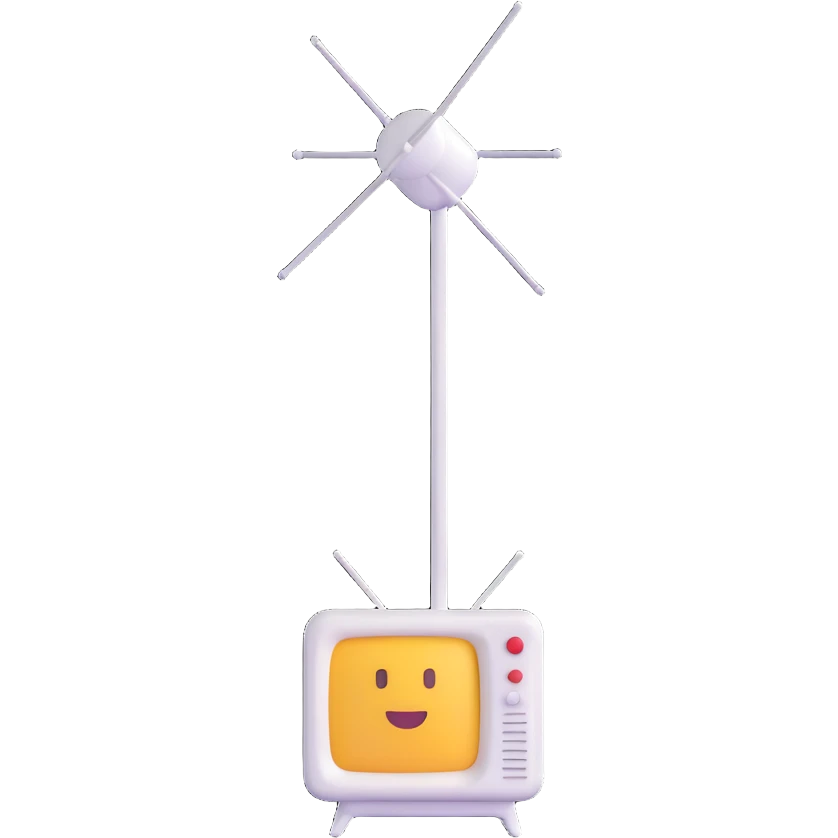 classic TV antenna, minimal, 3D emoji style, soft lighting emoji