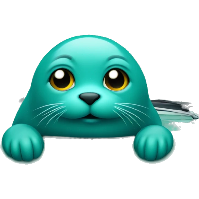 teal seal sitting inside teal car emoji