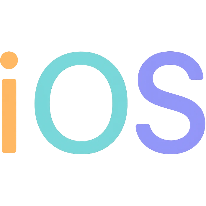 iOS logo, modern color icon style, clean lines, minimalistic, suitable for app icon emoji