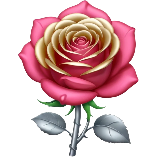 gray metal chrome rose, without green leaves, just flower emoji