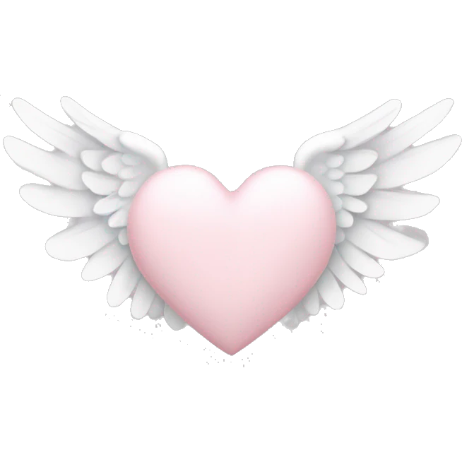 Pale pink heart with white angel wings emoji