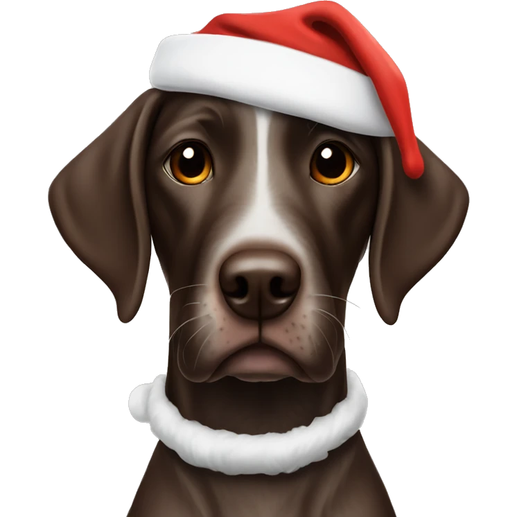 German shorthair with santa hat emoji