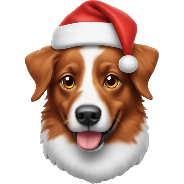 Red Aussie dog with santa hat emoji