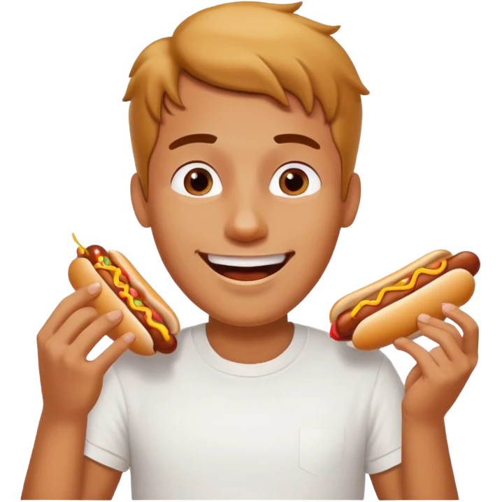 A man eating a chili-covered hot dog with delighted eyes.






















 emoji