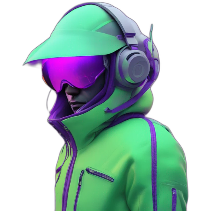 Ants 3D color lemon green and purple neon streetwear cybertech smart Futuristic cyber AR/VR point from him up doing a moonwalker emoji