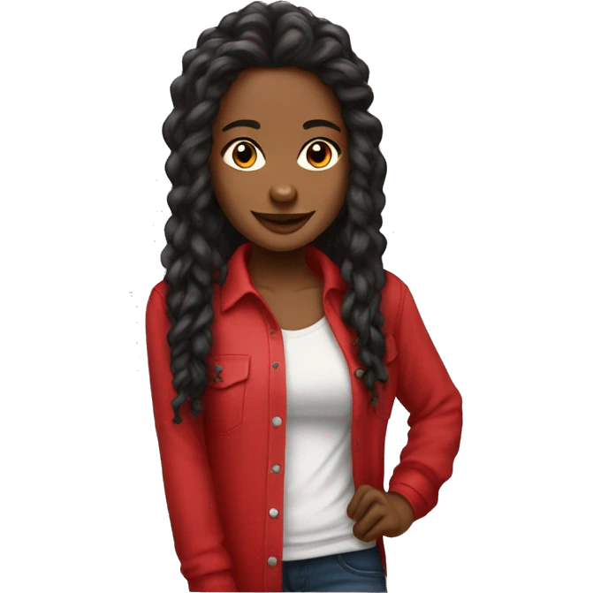 Beautiful Brittany wearing goddess locks and red long sleeve shirt emoji