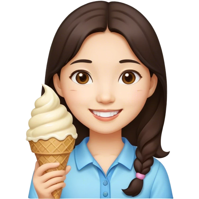 Asian brunette girl ice cream  emoji