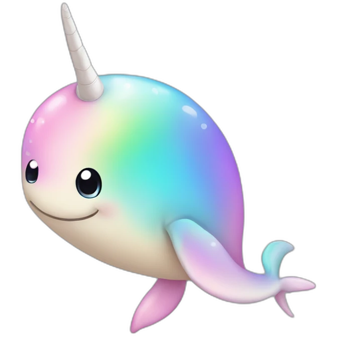 cute rounded pastel rainbow narwhal emoji