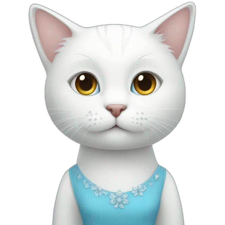 white cat blue dress emoji