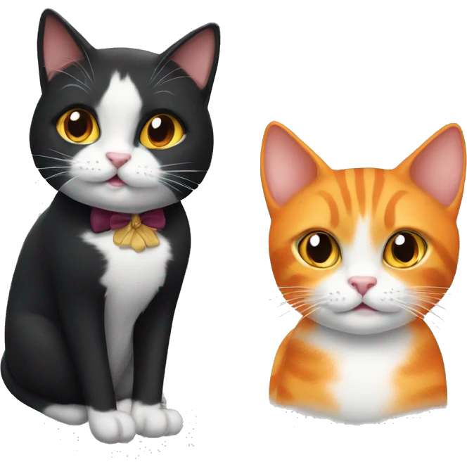 tuxedo girl cat and orange cat emoji