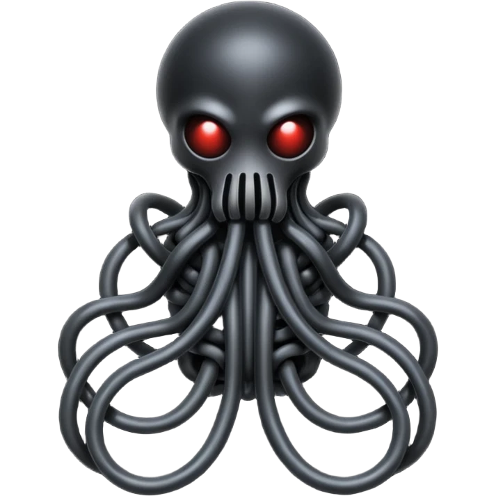 dark intertwined black wires forming a creature, wrapped in black rags and bondage straps, Giger-inspired emoji