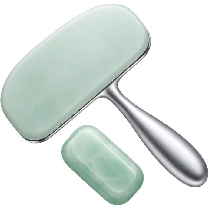 one silver gua sha and one silver jade roller used for beauty emoji