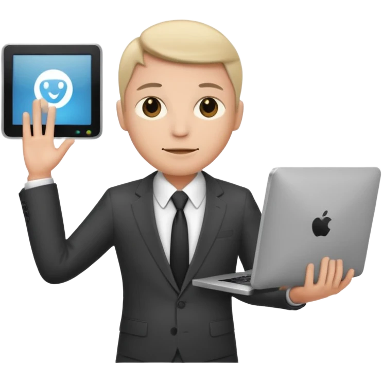  A person that has a computer screen as its head and is wearing a suit emoji