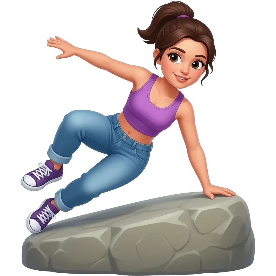 brunette women doing parkour emoji