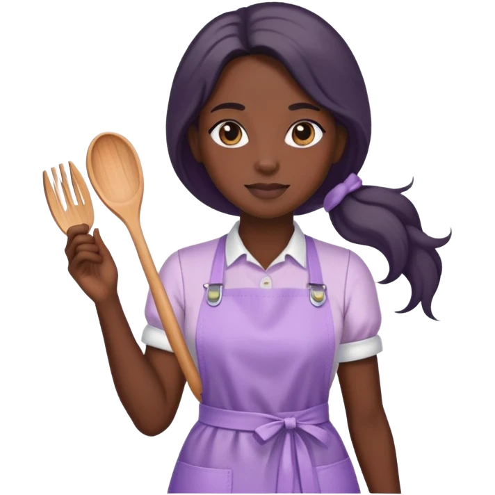 Black skin long hair lady with light purple apron just the apron emoji