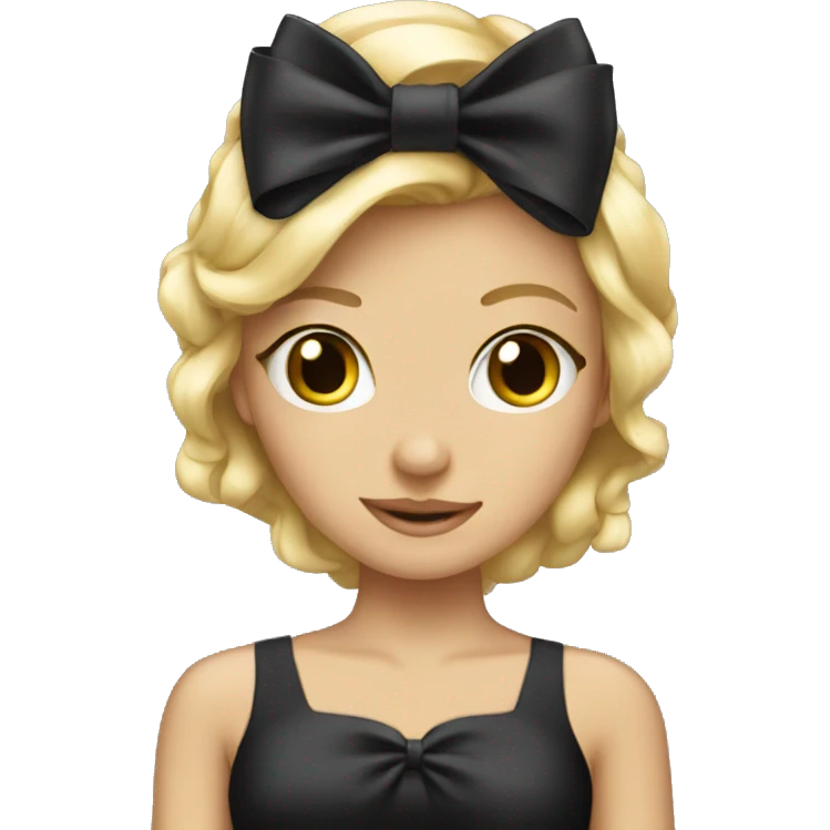 Black dress blonde princess bow emoji