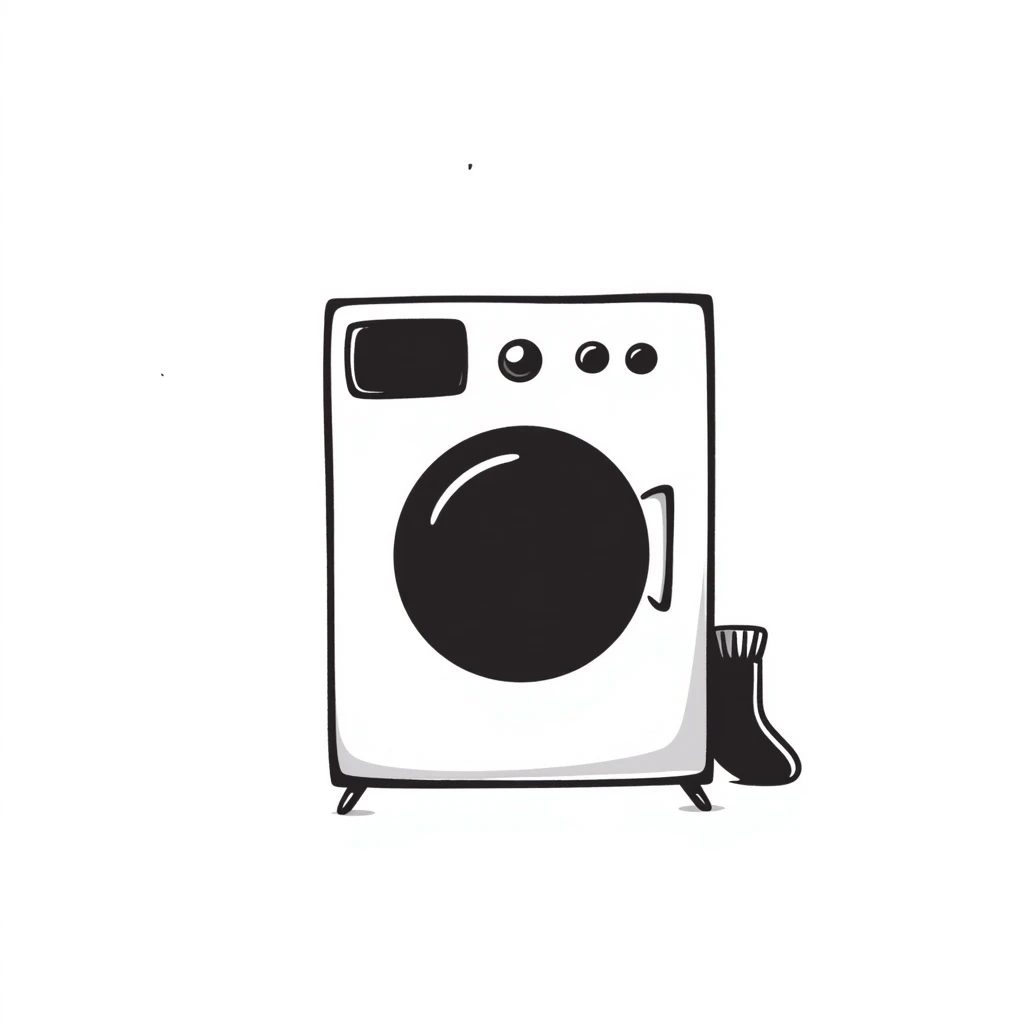 hand-drawn doodle of a washing machine, simple and playful emoji