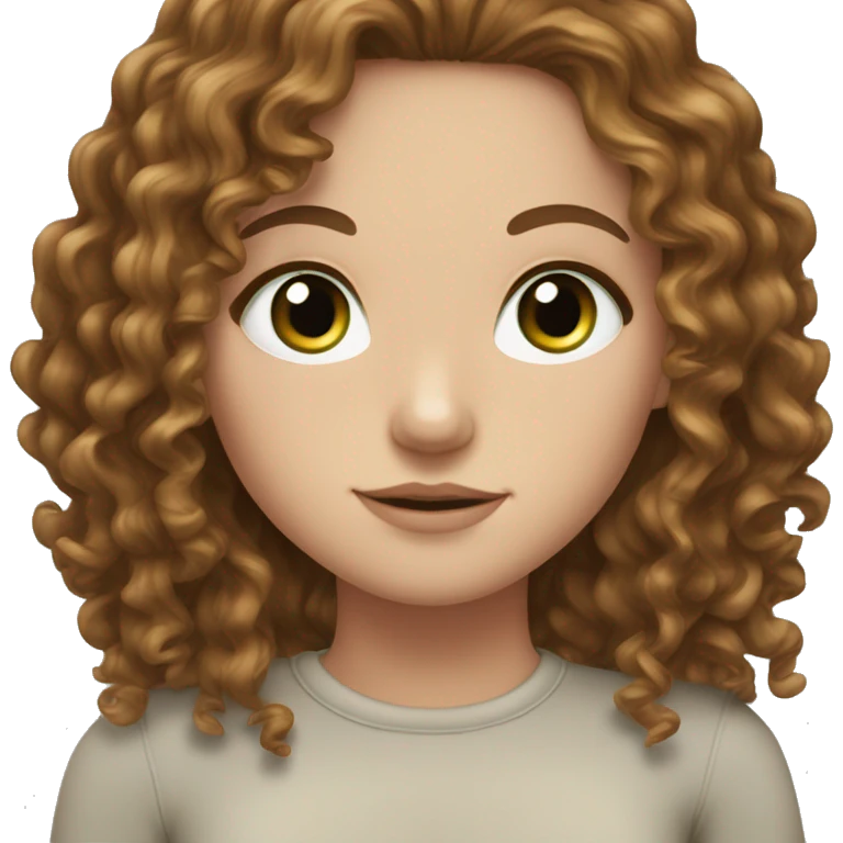 white girl green eyes and curly brown hair emoji