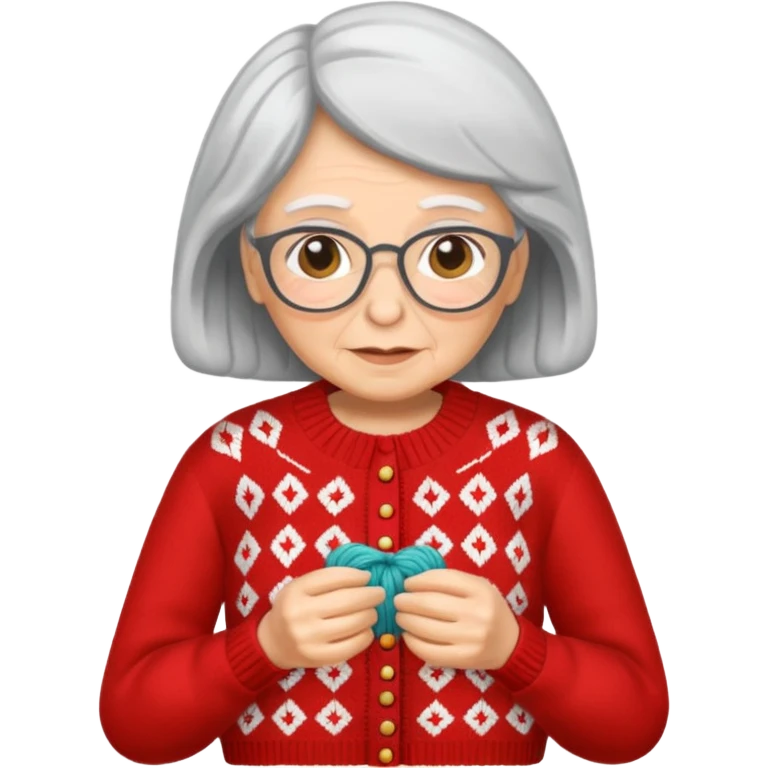 knitting grandma red sweater emoji