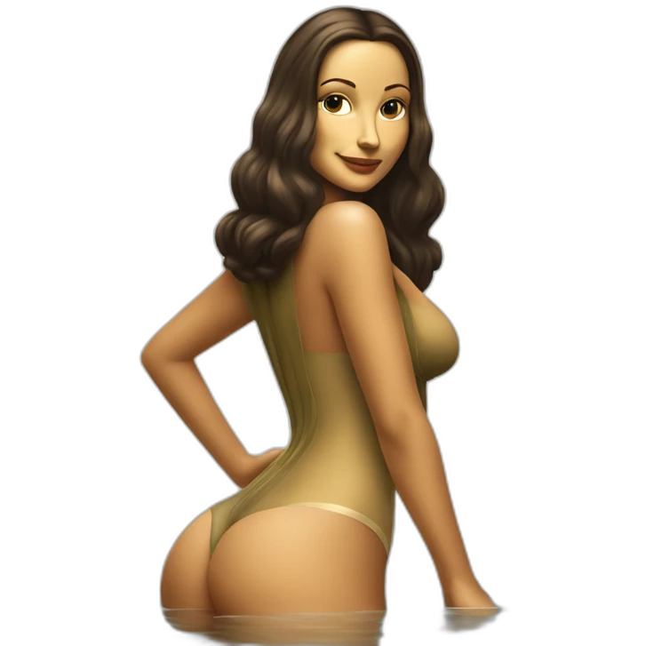 sexy mona lisa back on high heels swimming suit long legs posing emoji